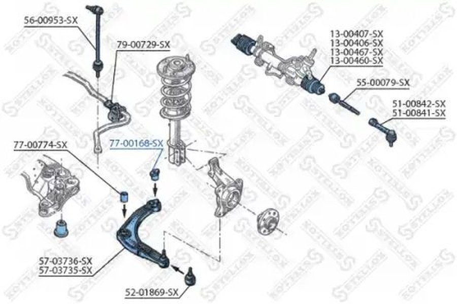 Stellox сайлентблок рычага подвески 77-00168-SX купить,NaN
