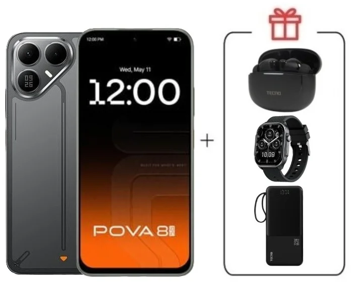 Смартфон Tecno Pova 8 5G 8/256Gb Graphite Black + подарок купить,NaN