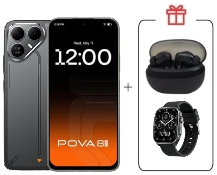 Смартфон Tecno Pova 8 5G 8/256Gb Graphite Black + подарок