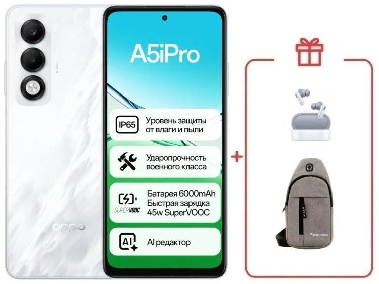 Смартфон Oppo A5i Pro 8/128 White + подарок купить,NaN