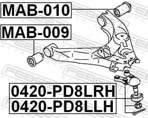 FEBEST опора шаровая 0420-PD8LRH купить,NaN