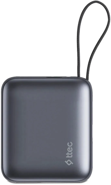 Внешний аккумулятор TTEC ReCharger Mini LCD 10000 mAh PD 20W USB-C/Lightning cable 2BB231GR Black купить,0