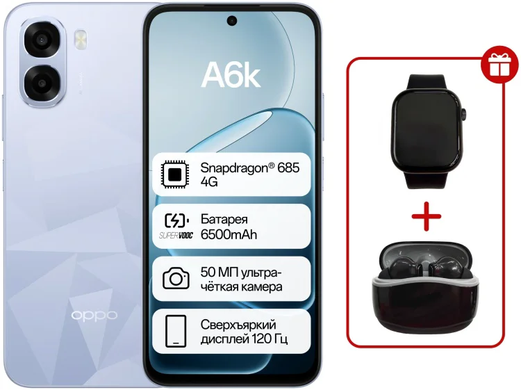 Смартфон Oppo A6k 6/256GB голубой + подарок купить,NaN
