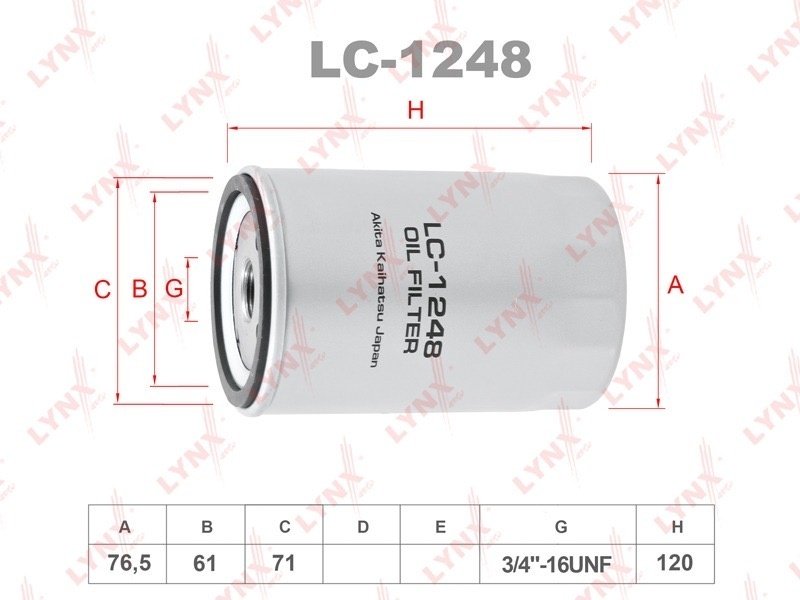 LYNXauto масляный фильтр LC-1248 купить,NaN