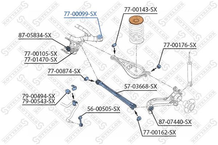 Stellox сайлентблок балки 77-00099-SX купить,NaN