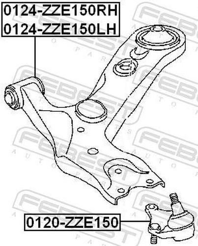 FEBEST рычаг подвески 0124-ZZE150LH купить,NaN