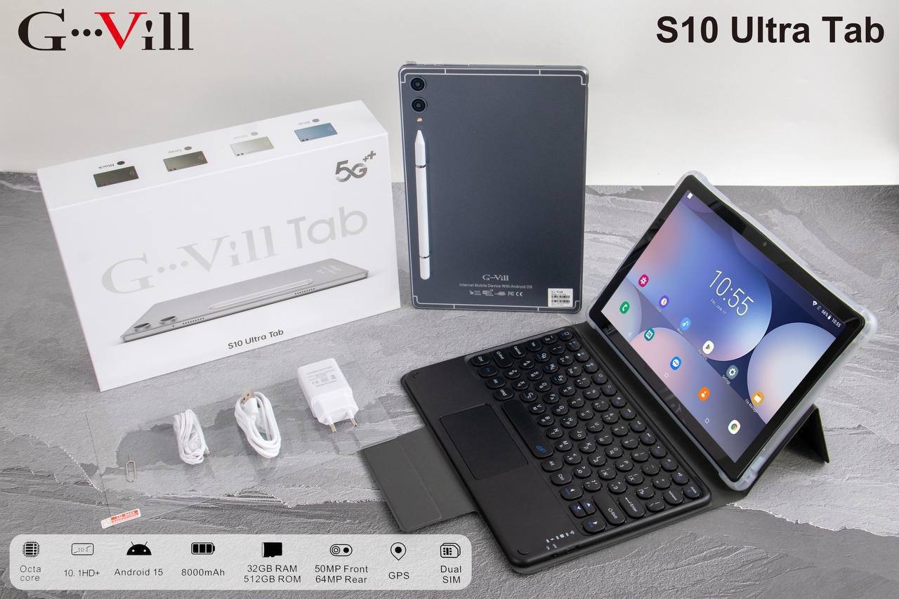 Планшет G-VIIL S10 Ultra Tab 10.1 дюйм 512 Мб/512 Гб черный, белый