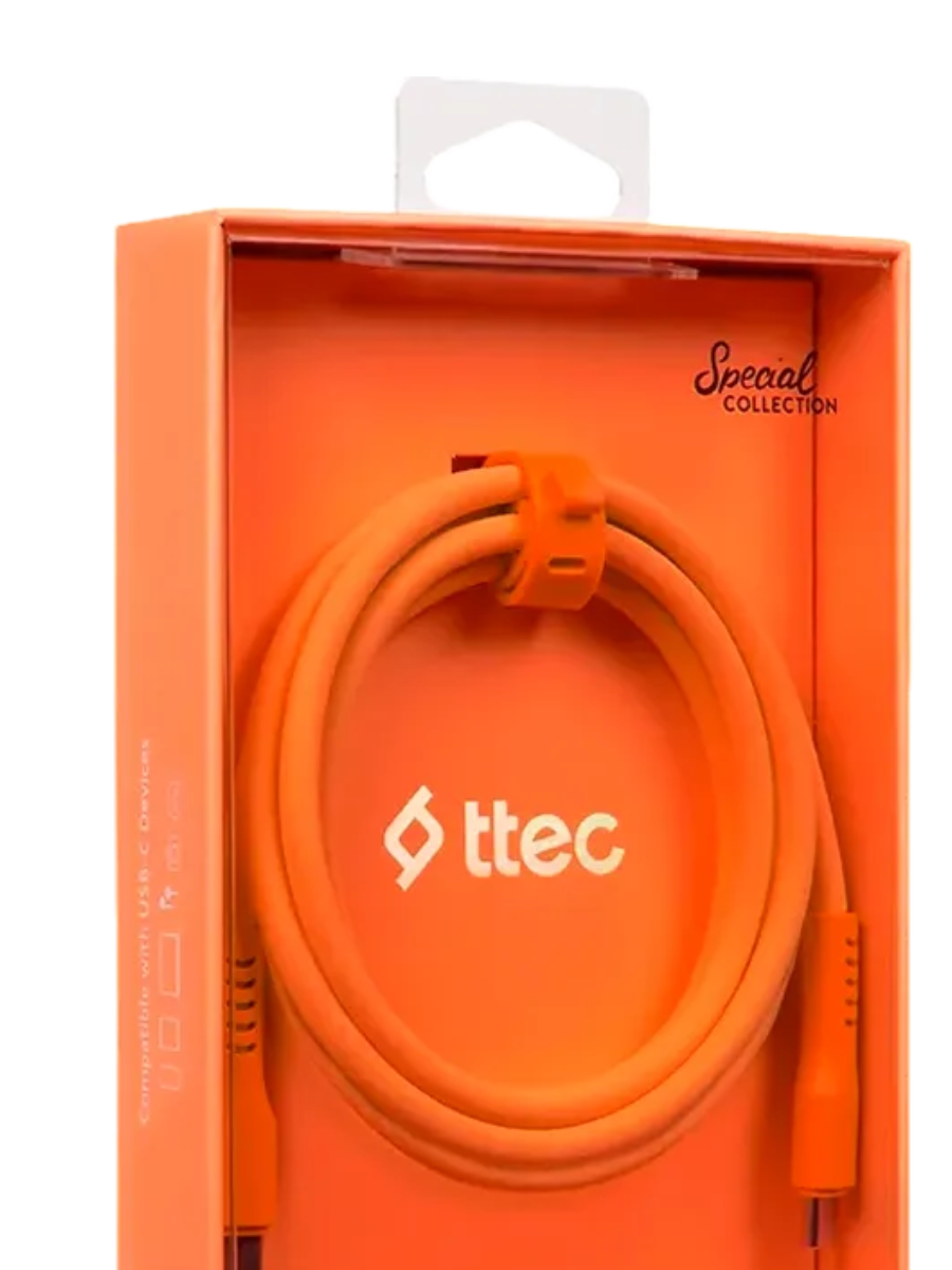 Кабель для телефона TTEC USB-C - USB-C 60W PD/QC Fast Charging/Data Cable 120 cm Neon Orange купить,3990