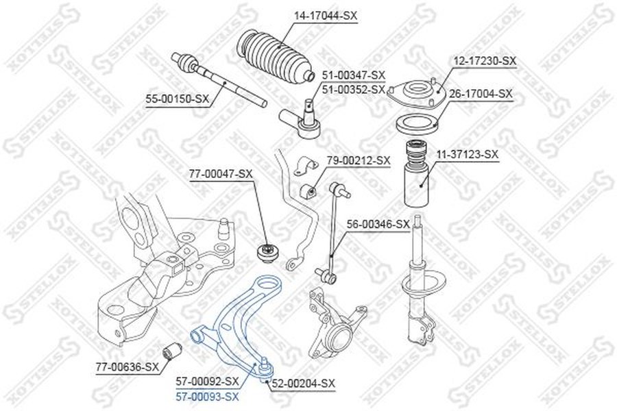 Stellox рычаг подвески 57-00093-SX купить,NaN