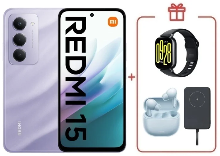 Смартфон Redmi 15 8 ГБ/256 ГБ фиолетовый + подарок купить,NaN
