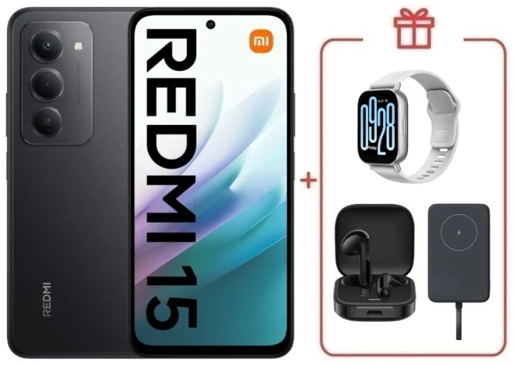 Смартфон Redmi 15 8 ГБ/256 ГБ черный + подарок купить,NaN