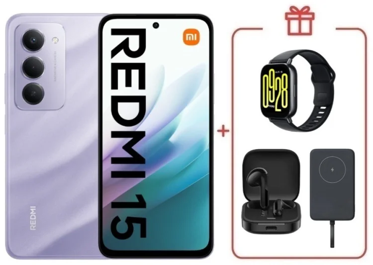 Смартфон Redmi 15 8 ГБ/256 ГБ фиолетовый + подарок купить,NaN