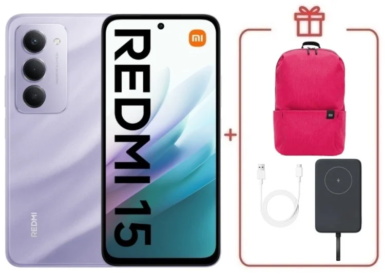 Смартфон Redmi 15 8 ГБ/256 ГБ фиолетовый + подарок купить,NaN