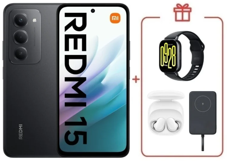 Смартфон Redmi 15 8 ГБ/256 ГБ черный + подарок купить,NaN