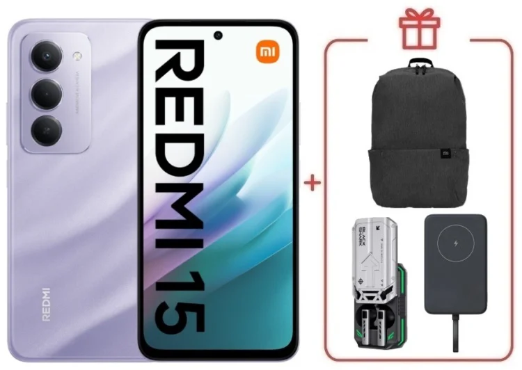 Смартфон Redmi 15 8 ГБ/256 ГБ фиолетовый + подарок купить,NaN
