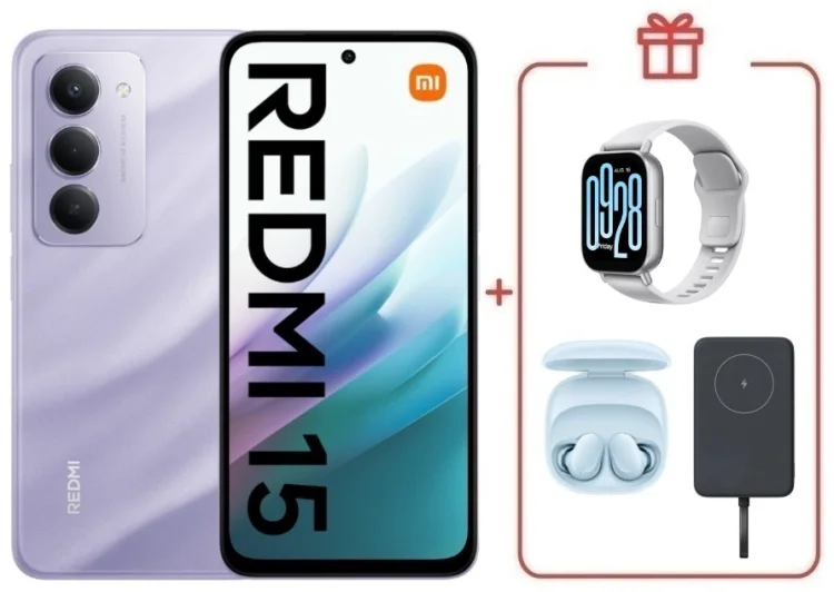 Смартфон Redmi 15 8 ГБ/256 ГБ фиолетовый + подарок купить,NaN