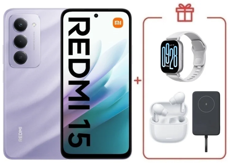 Смартфон Redmi 15 8 ГБ/256 ГБ фиолетовый + подарок купить,NaN