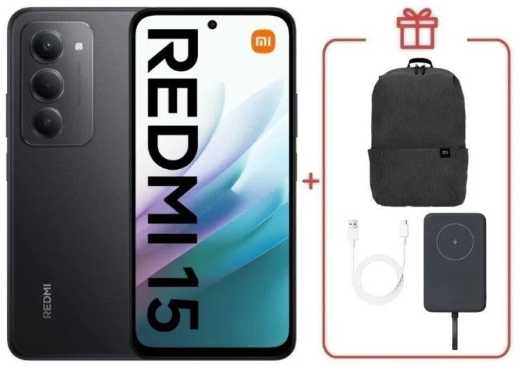 Смартфон Redmi 15 8 ГБ/256 ГБ черный + подарок купить,NaN