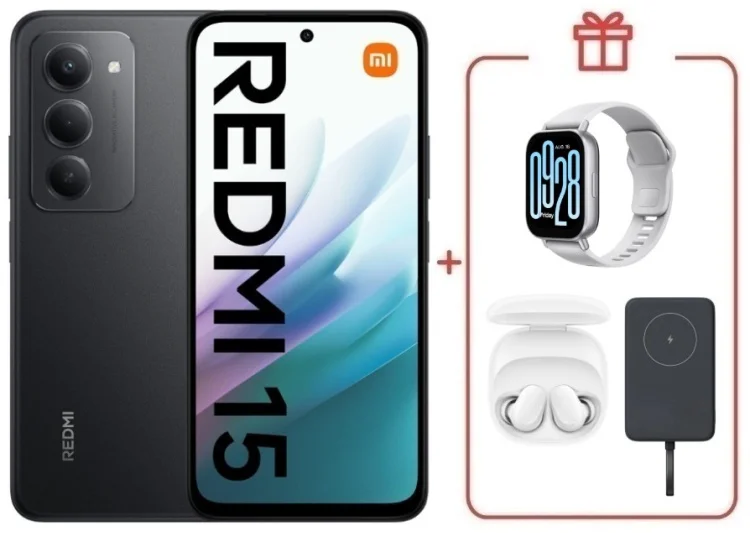 Смартфон Redmi 15 8 ГБ/256 ГБ черный + подарок купить,NaN