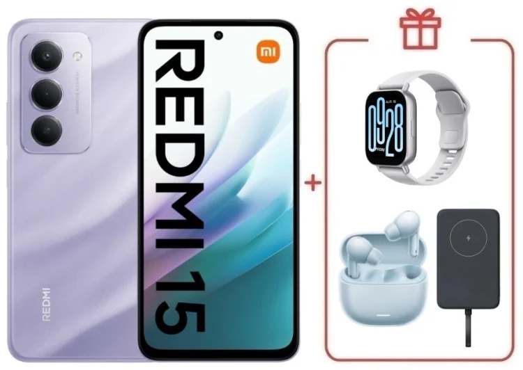 Смартфон Redmi 15 8 ГБ/256 ГБ фиолетовый + подарок купить,NaN