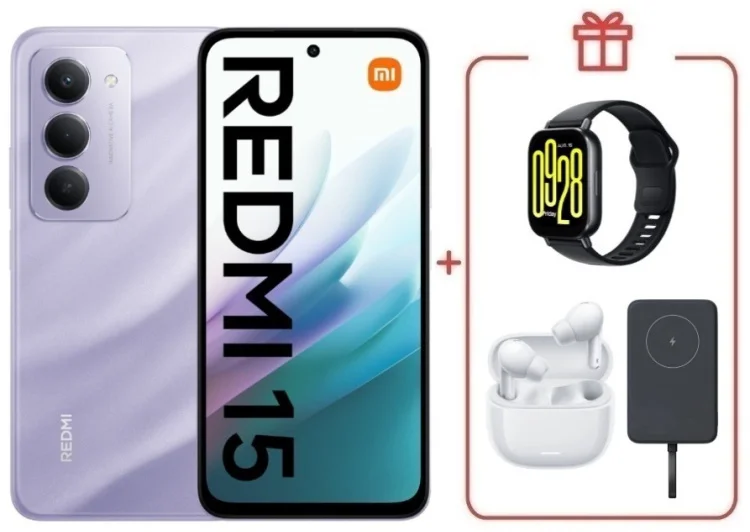Смартфон Redmi 15 8 ГБ/256 ГБ фиолетовый + подарок купить,NaN