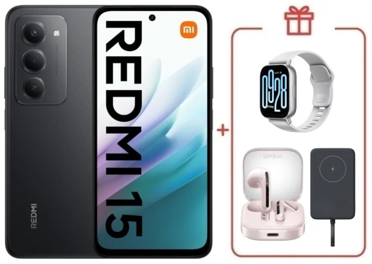 Смартфон Redmi 15 8 ГБ/256 ГБ черный + подарок купить,NaN