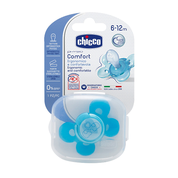 Пустышка Chicco Comfort Soother 00074913210000 6+ голубая купить,NaN