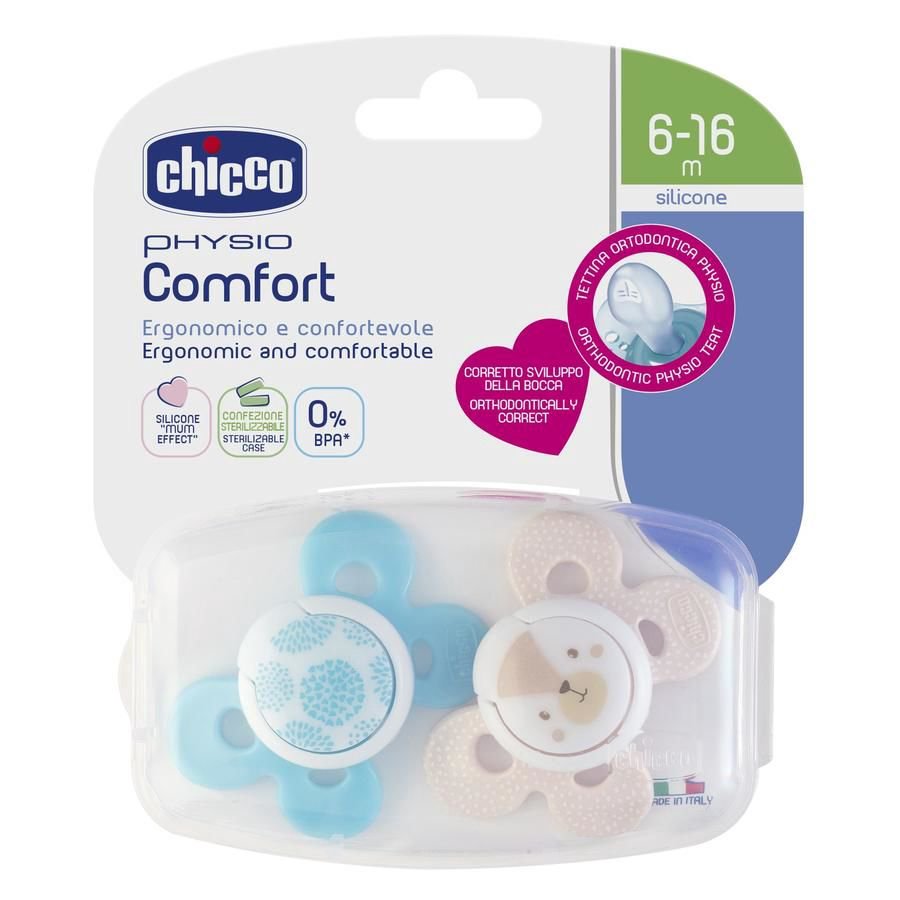 Пустышка Chicco Comfort Boy 6м+ 2 шт голубая 