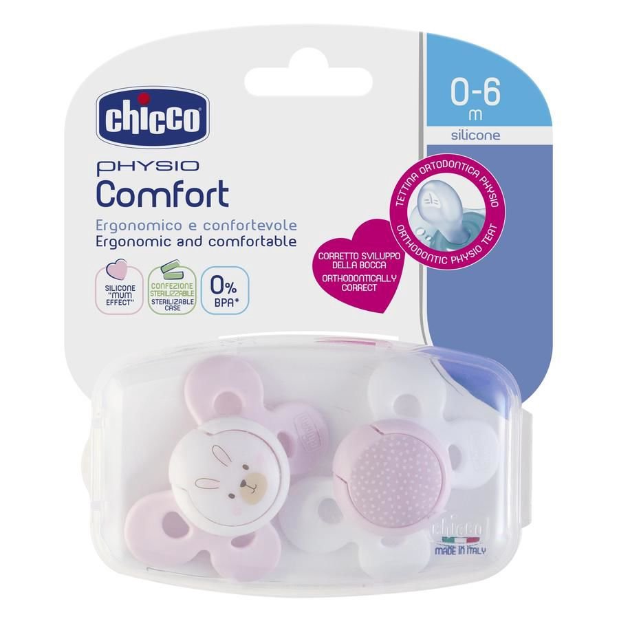 Пустышка Chicco Comfort Girl 0м+ 2 шт розовая
