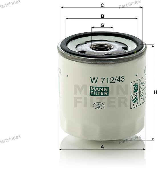 MANN FILTER Фильтр Масляный Двигателя W712/43 купить,NaN