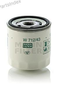 MANN FILTER Фильтр Масляный Двигателя W712/43 купить,NaN