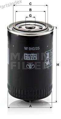 MANN FILTER Фильтр Масляный Двигателя W940/25 купить,NaN