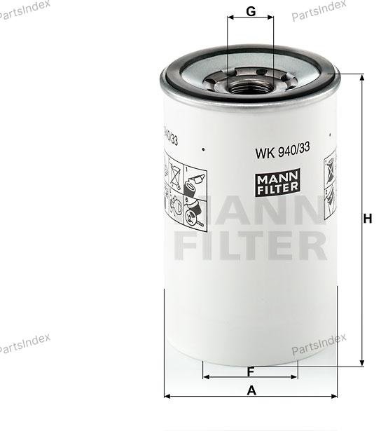 MANN FILTER Фильтр Топливный WK94033X купить,NaN