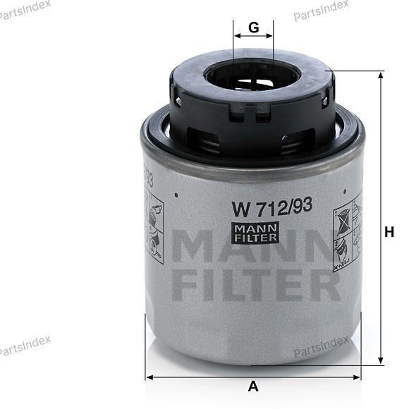 MANN FILTER Фильтр Масляный Двигателя W712/93 купить,NaN