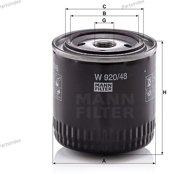 MANN FILTER Фильтр Масляный Двигателя W92048 купить,NaN