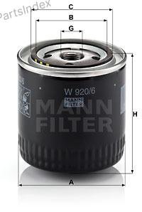 MANN FILTER Фильтр Масляный Двигателя W920/6 купить,NaN