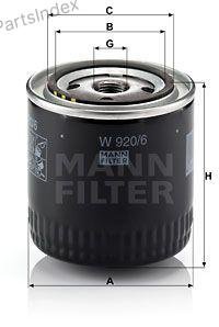 MANN FILTER Фильтр Масляный Двигателя W920/6 купить,NaN