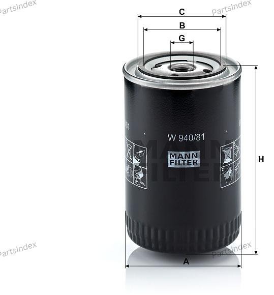 MANN FILTER Фильтр Масляный Двигателя W94081 купить,NaN