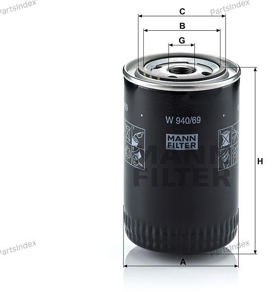 MANN FILTER Фильтр Масляный Двигателя W94069 купить,NaN