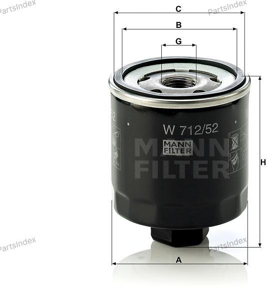 MANN FILTER Фильтр Масляный Двигателя W71252 купить,NaN