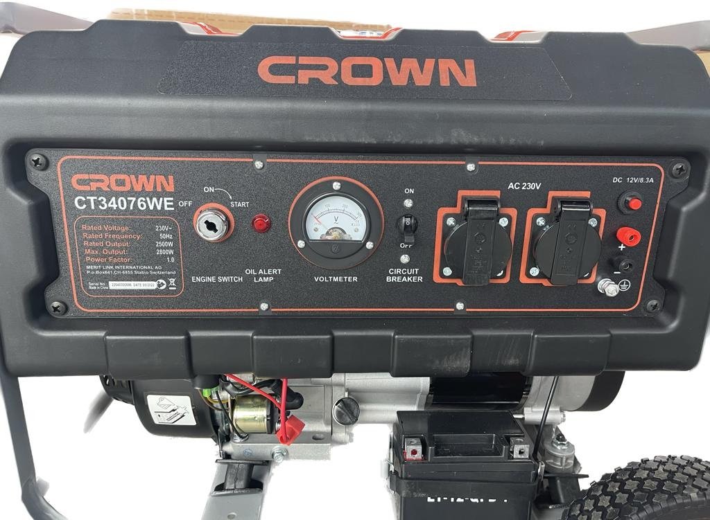 Электростанция бензиновая CROWN 2.5 кВт 1 (220 В), CT34076WE