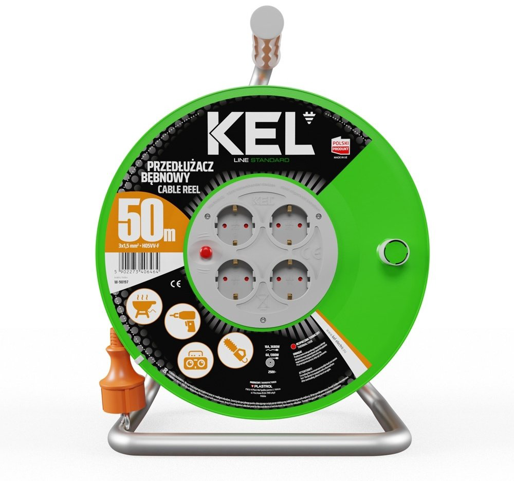 Удлинитель на катушке Kel W-98197, 50 м купить,NaN