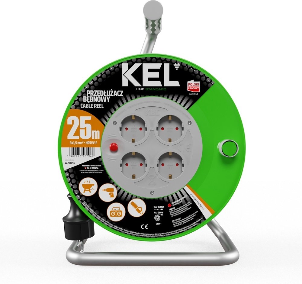 Удлинитель на катушке Kel W-98496, 25 м купить,NaN