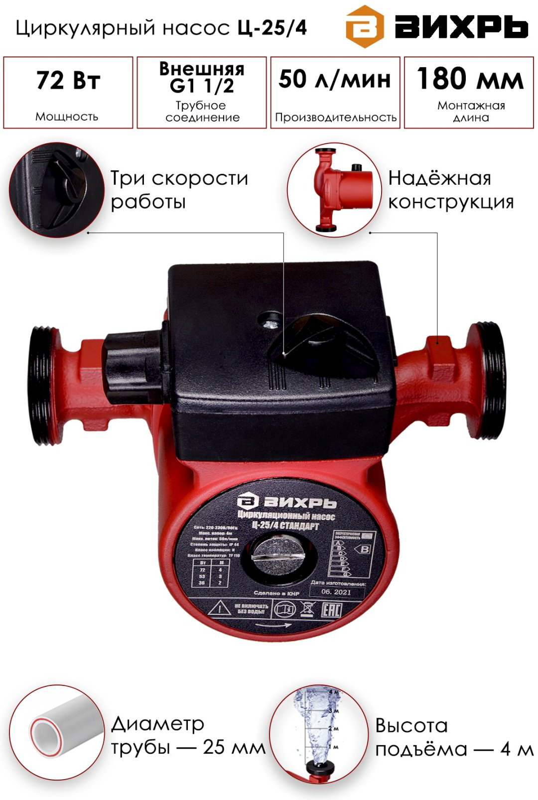 Насос поверхностный ВИХРЬ Ц-25/4 Стандарт купить,NaN