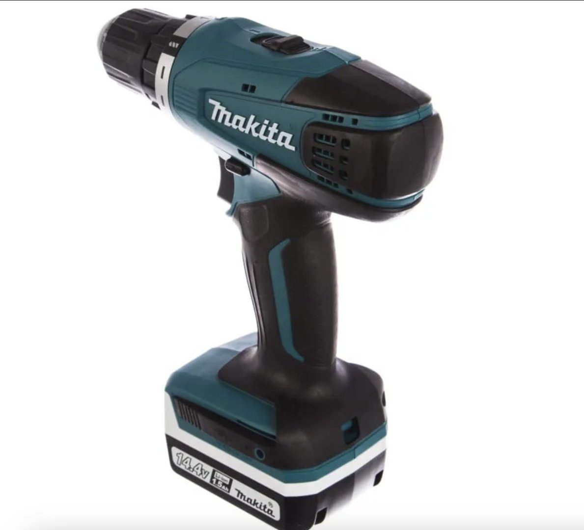 Makita дрель-шуруповерт DF347DWE 1.5 Ач (кейс, зарядное устройство, два аккумулятора) 14.4 В купить,0
