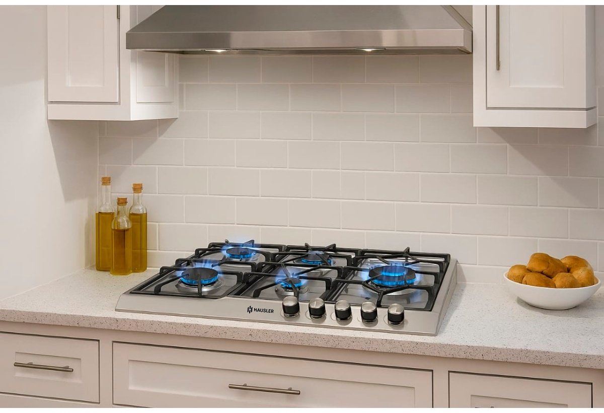 Варочная поверхность HAUSLER HLS-90BK-BL-W стальной