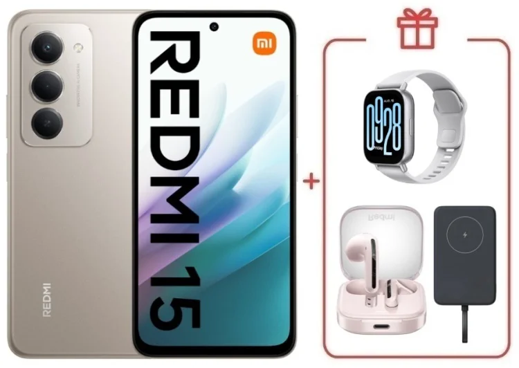 Смартфон Redmi 15 6 ГБ/128 ГБ серый + подарок купить,NaN