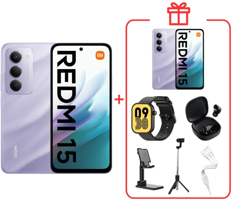 Смартфон Redmi 15 4G 8 ГБ/256 ГБ фиолетовый + подарок купить,NaN