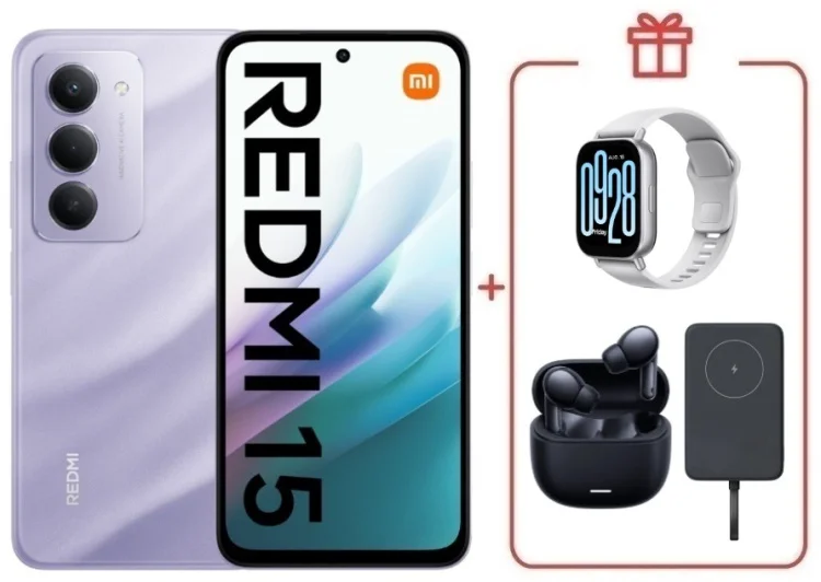 Смартфон Redmi 15 6 ГБ/128 ГБ фиолетовый + подарок купить,NaN