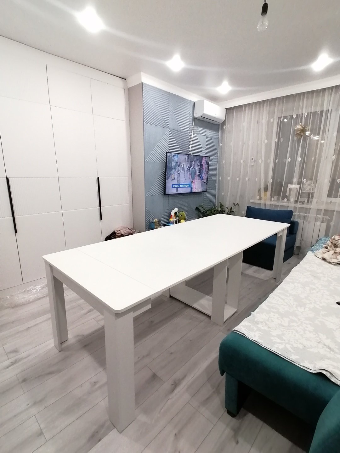 Стол консоль-трансформер 433540, 300х100x76 см, ЛДСП, белый - ForteMarket Стол консоль-трансформер 433540, 300х100x76 см, ЛДСП, белый купить,0